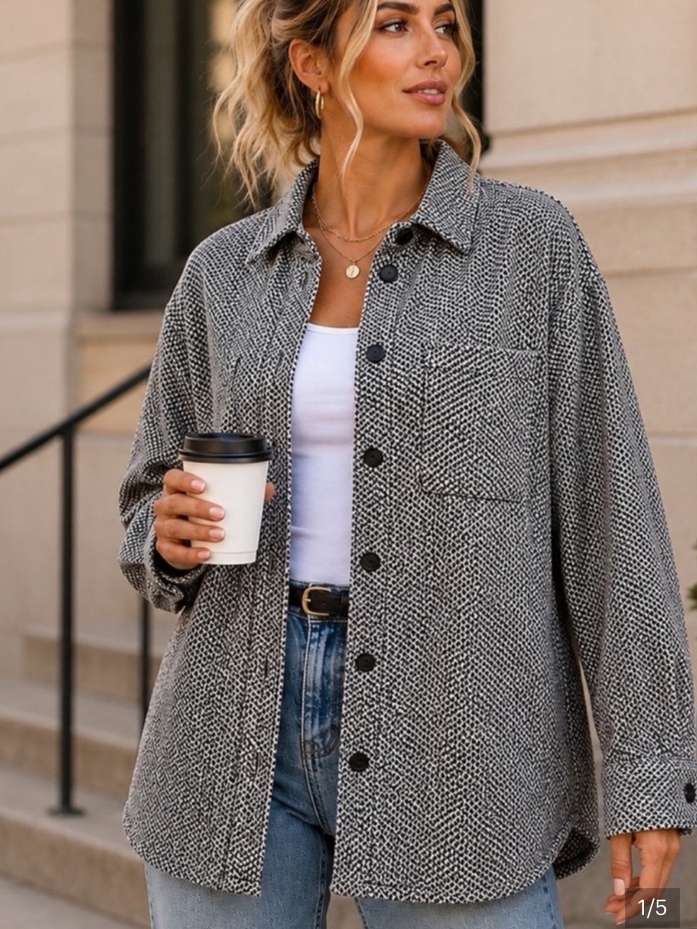 Athleta Textured Shirt Jacket Shacket Size Medium